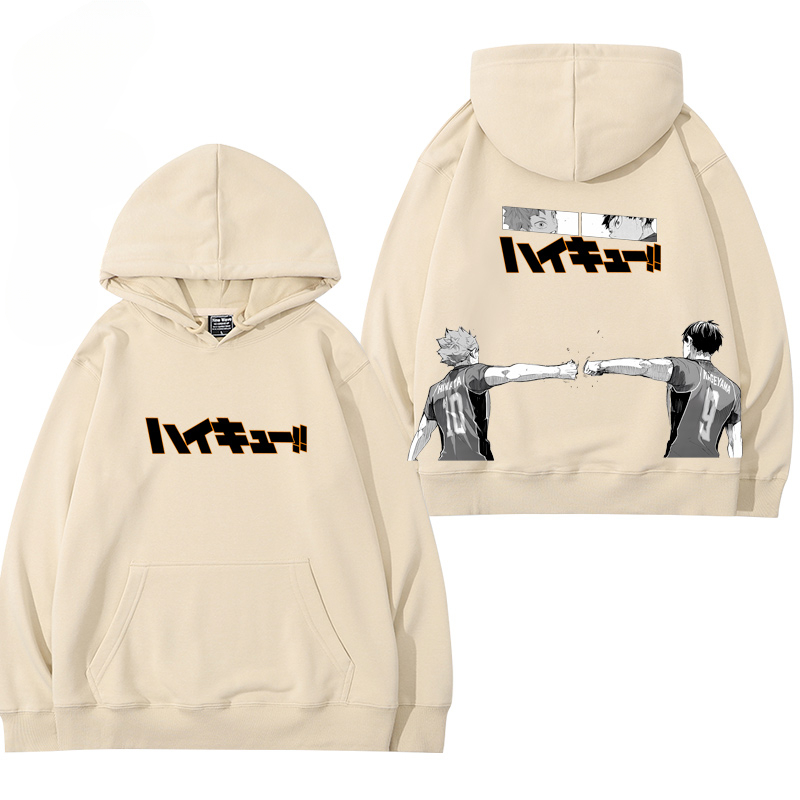 排球少年聯名衛衣2024秋冬新款親子情侶裝薄絨款連帽衛衣