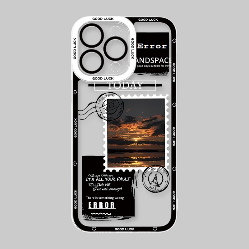 郵票風景天使眼透明防摔軟殼