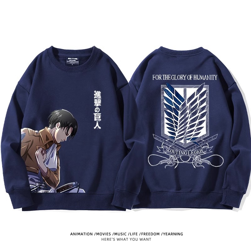 進擊的巨人 聯名衛衣2024秋冬新款親子情侶裝薄絨款連帽衛衣