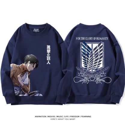 進擊的巨人 聯名衛衣2024秋冬新款親子情侶裝薄絨款連帽衛衣