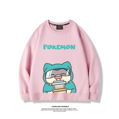 寶可夢喝奶茶2024親子情侶裝 圓領長袖