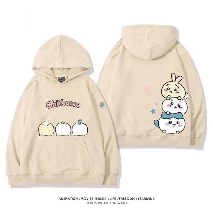 chiikawa 2024秋冬新款親子情侶裝薄絨款連帽衛衣