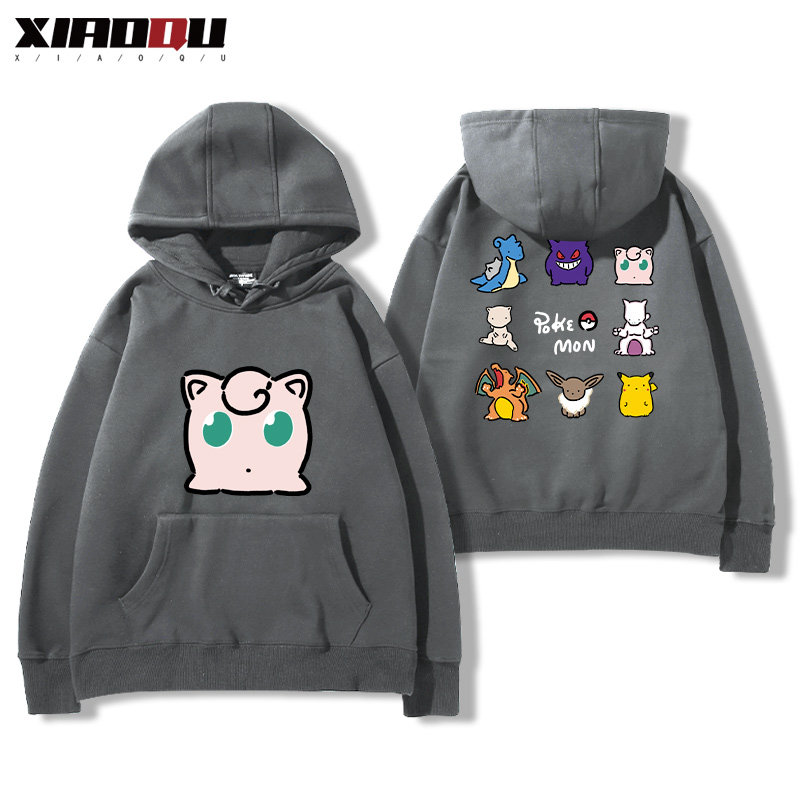 寶可夢聯名衛衣2024秋冬新款親子情侶裝薄絨款連帽衛衣