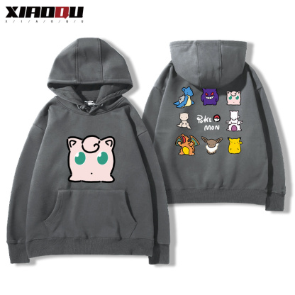 寶可夢聯名衛衣2024秋冬新款親子情侶裝薄絨款連帽衛衣