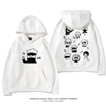 咒術迴戰聯名衛衣2024秋冬新款親子情侶裝薄絨款連帽衛衣