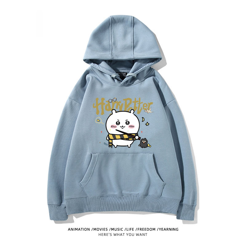 Chiikawa聯名衛衣2024秋冬新款親子情侶裝薄絨款連帽衛衣