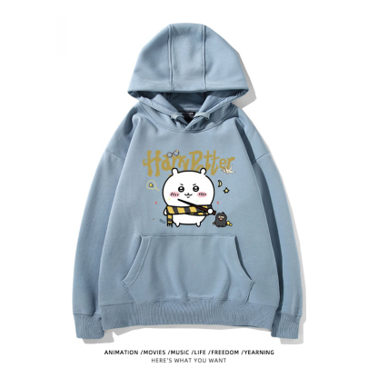 Chiikawa聯名衛衣2024秋冬新款親子情侶裝薄絨款連帽衛衣