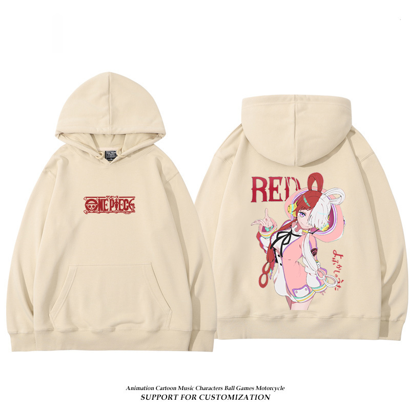 航海王紅髮歌姬烏塔 聯名衛衣2024秋冬新款親子情侶裝薄絨款連帽衛衣