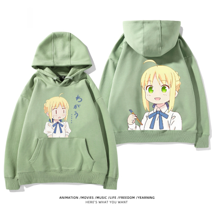 fate 2024秋冬新款親子情侶裝薄絨款連帽衛衣