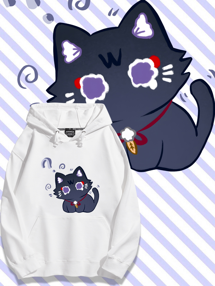 原神散兵貓貓聯名衛衣2023秋冬新款親子情侶裝薄絨款連帽衛衣