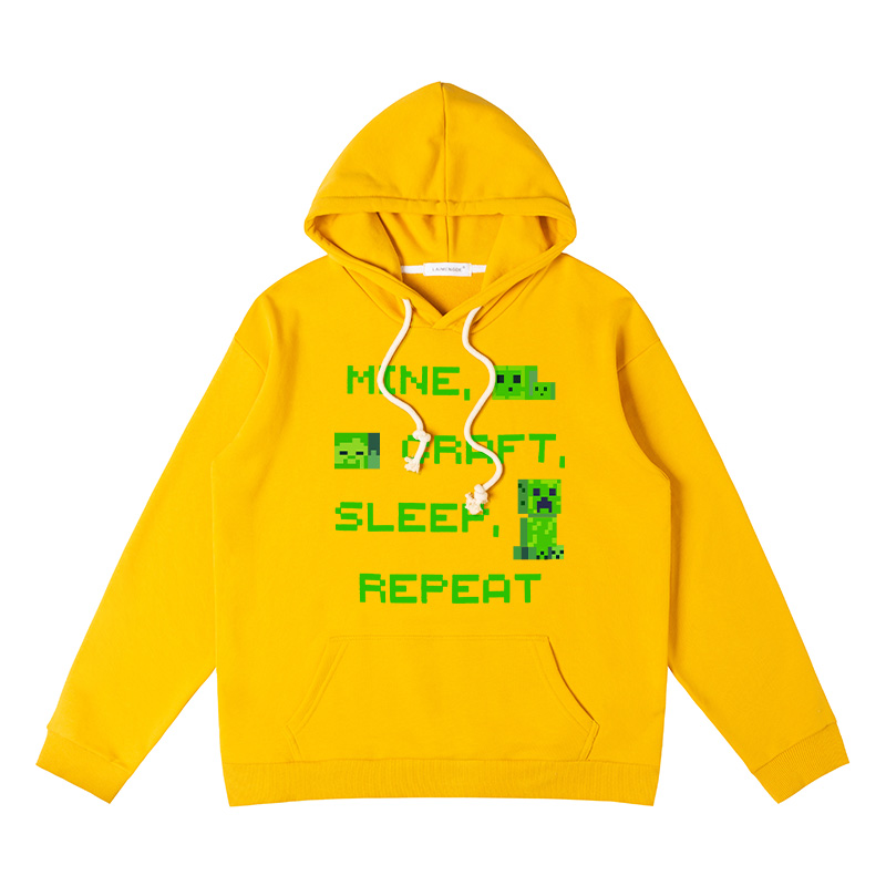 Minecraft我的世界聯名衛衣2024秋冬新款親子情侶裝薄絨款連帽衛衣