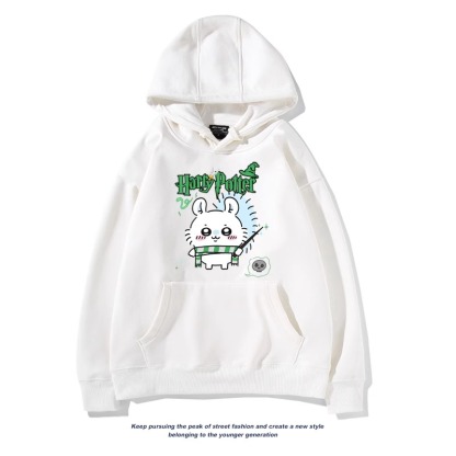 Chiikawa聯名衛衣2024秋冬新款親子情侶裝薄絨款連帽衛衣