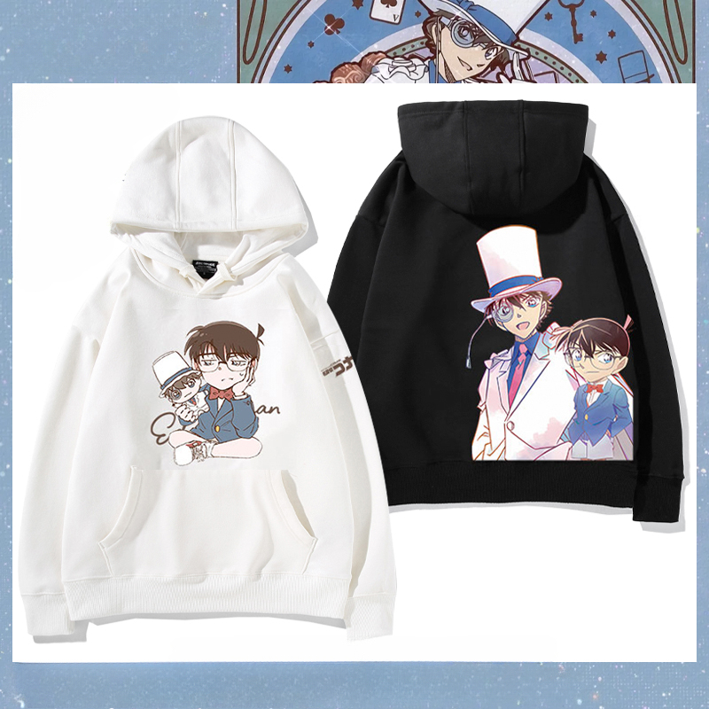 名偵探柯南 聯名衛衣2024秋冬新款親子情侶裝薄絨款連帽衛衣