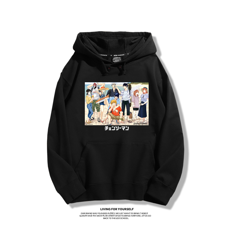 鏈鋸人聯名衛衣2023秋冬新款親子情侶裝薄絨款連帽衛衣