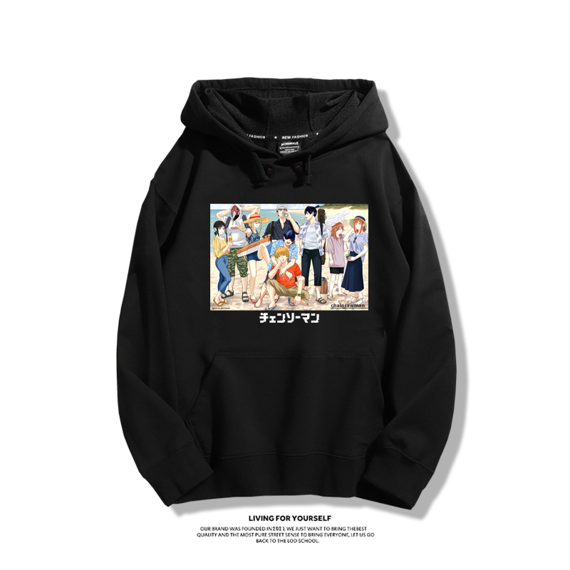 鏈鋸人聯名衛衣2023秋冬新款親子情侶裝薄絨款連帽衛衣