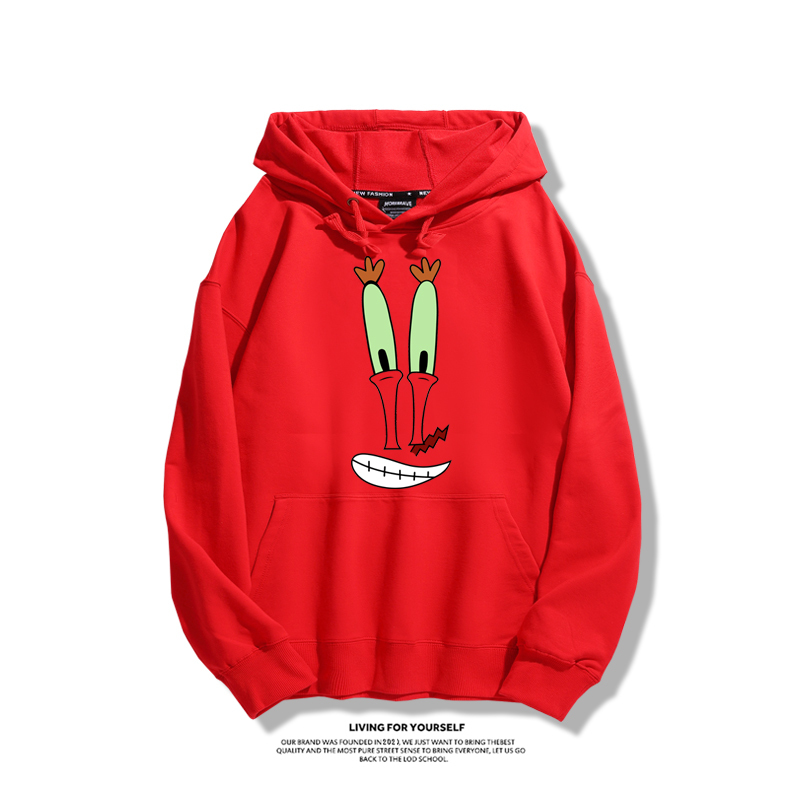 海綿寶寶聯名衛衣2023秋冬新款親子情侶裝薄絨款連帽衛衣