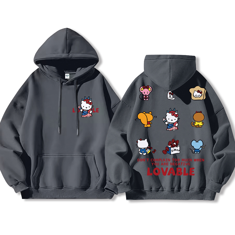 HelloKitty新款 寬鬆百搭 秋冬款 寬鬆連帽衛衣