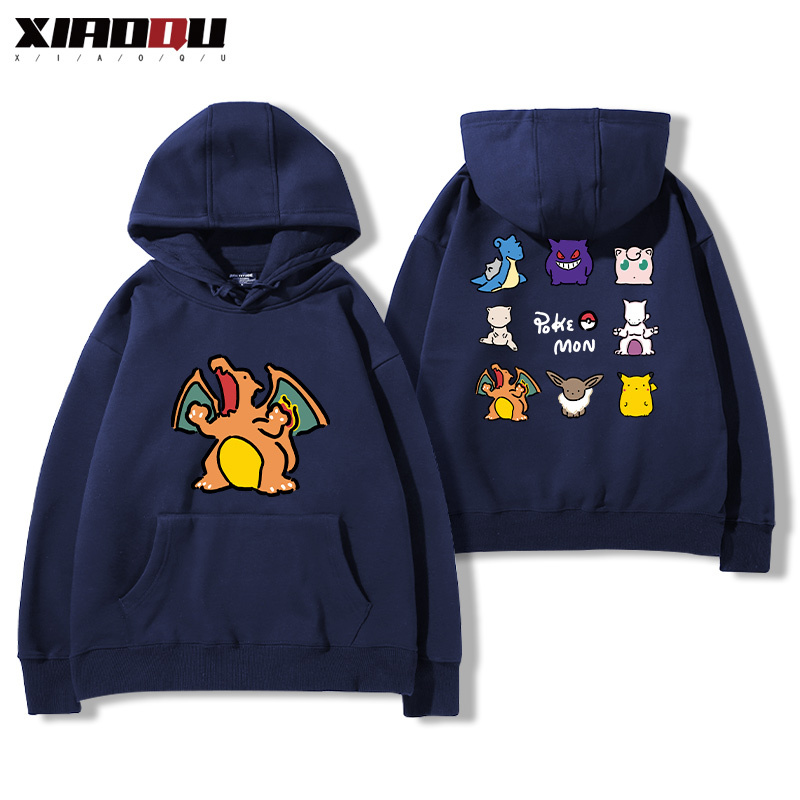 寶可夢聯名衛衣2024秋冬新款親子情侶裝薄絨款連帽衛衣