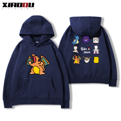 寶可夢聯名衛衣2024秋冬新款親子情侶裝薄絨款連帽衛衣