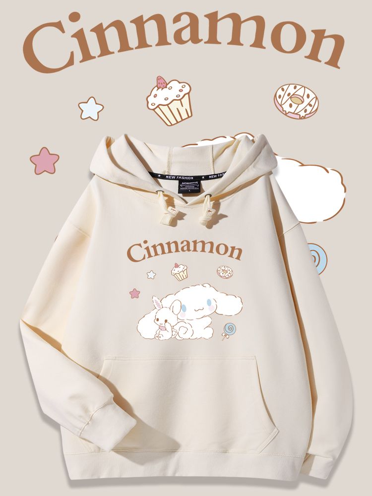 三麗鷗潮牌聯名衛衣2023秋冬新款親子情侶裝薄絨款連帽衛衣