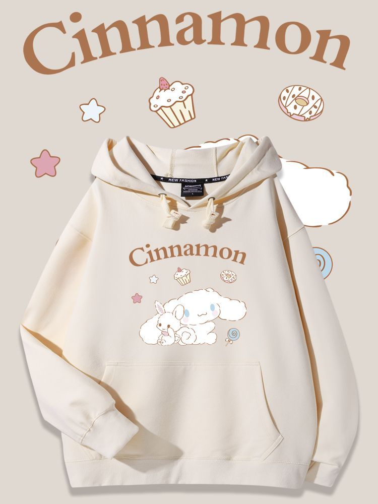 三麗鷗潮牌聯名衛衣2023秋冬新款親子情侶裝薄絨款連帽衛衣