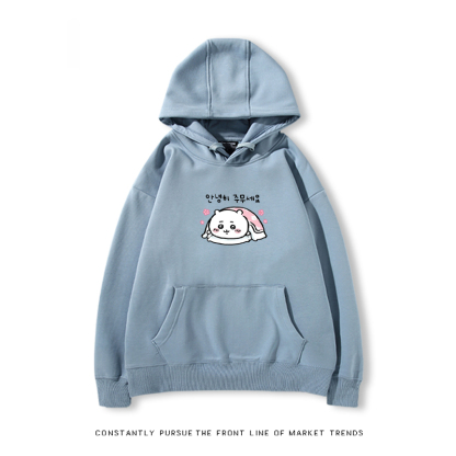 Chiikawa聯名衛衣2024秋冬新款親子情侶裝薄絨款連帽衛衣