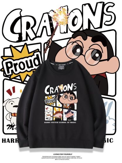 蠟筆小新聯名哈利波特2024親子情侶裝 圓領長袖