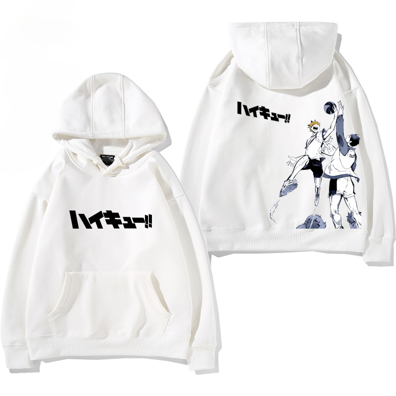 排球少年聯名衛衣2024秋冬新款親子情侶裝薄絨款連帽衛衣