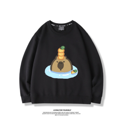 卡皮巴拉水豚2024親子情侶裝 圓領長袖