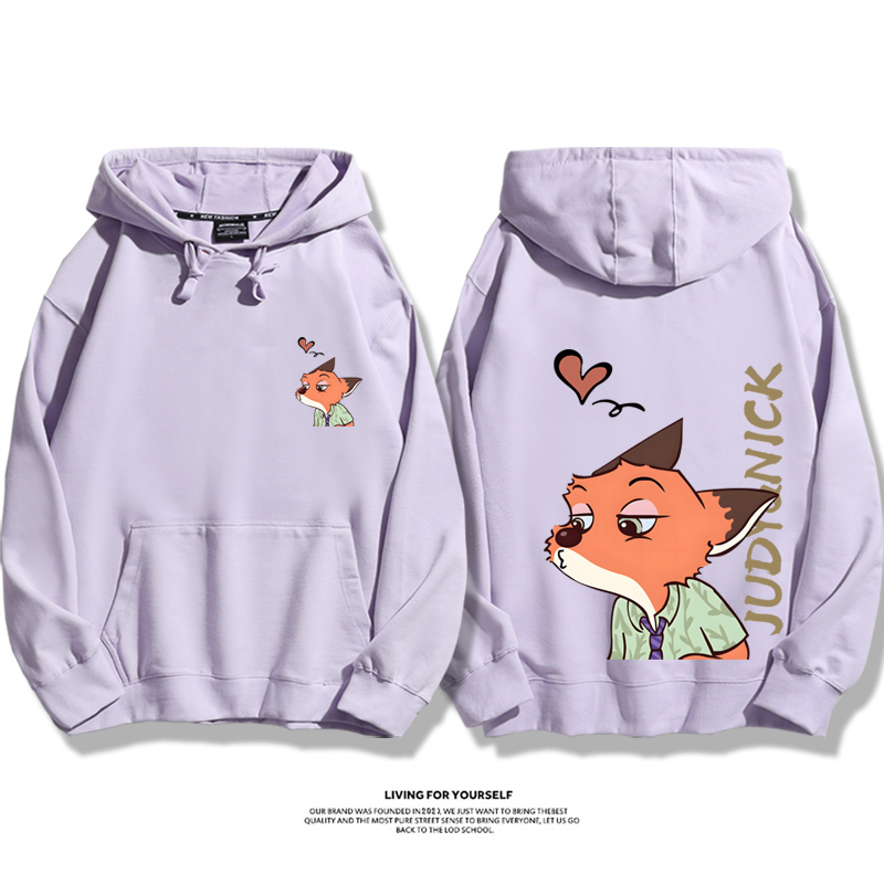 瘋狂動物城聯名衛衣2023秋冬新款親子情侶裝薄絨款連帽衛衣