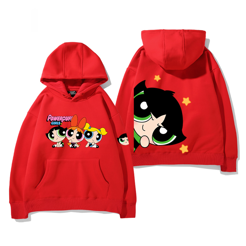 飛天小女警 2024秋冬新款親子情侶裝薄絨款連帽衛衣