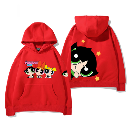 飛天小女警 2024秋冬新款親子情侶裝薄絨款連帽衛衣