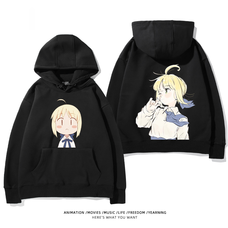 fate 2024秋冬新款親子情侶裝薄絨款連帽衛衣