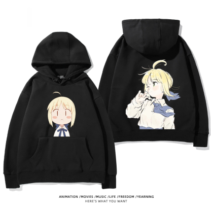 fate 2024秋冬新款親子情侶裝薄絨款連帽衛衣