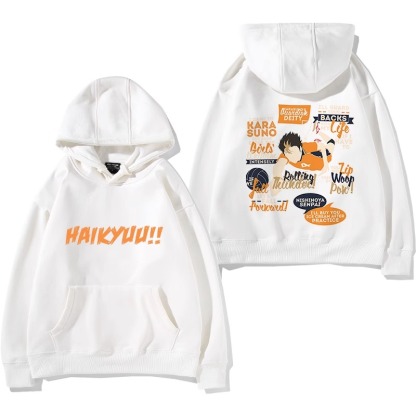 排球少年聯名衛衣2024秋冬新款親子情侶裝薄絨款連帽衛衣