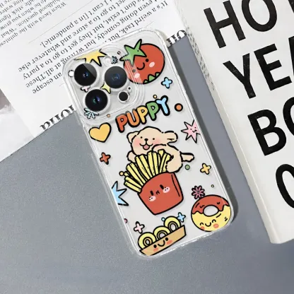 線條小狗 彩色透明防摔軟殼