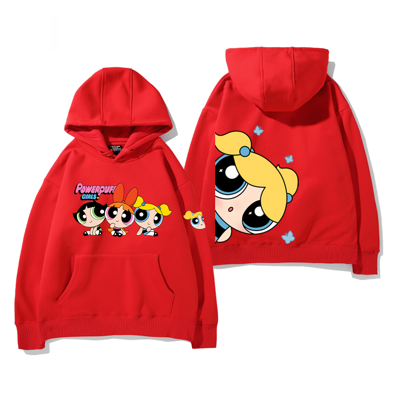 飛天小女警 2024秋冬新款親子情侶裝薄絨款連帽衛衣