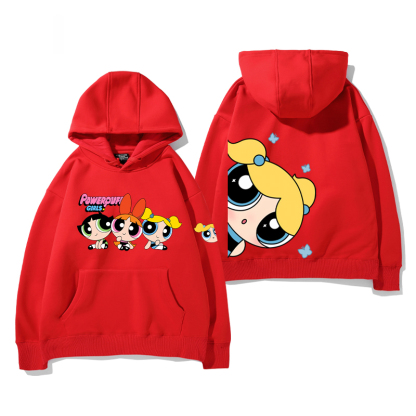 飛天小女警 2024秋冬新款親子情侶裝薄絨款連帽衛衣