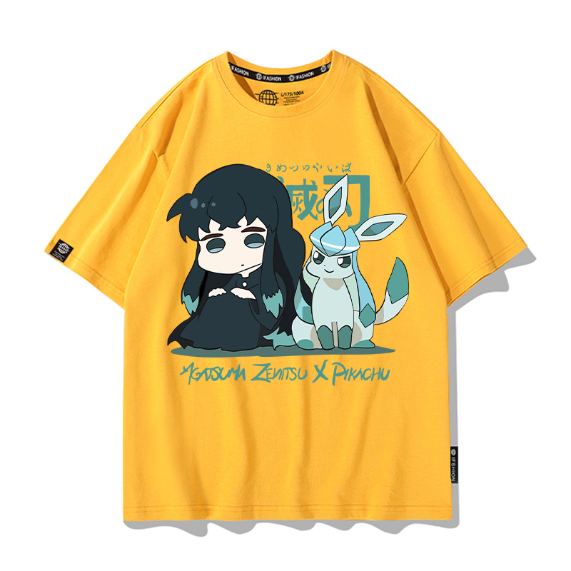 鬼滅之刃x精靈寶可夢 2025情侶男親子女同款 印花短袖T恤