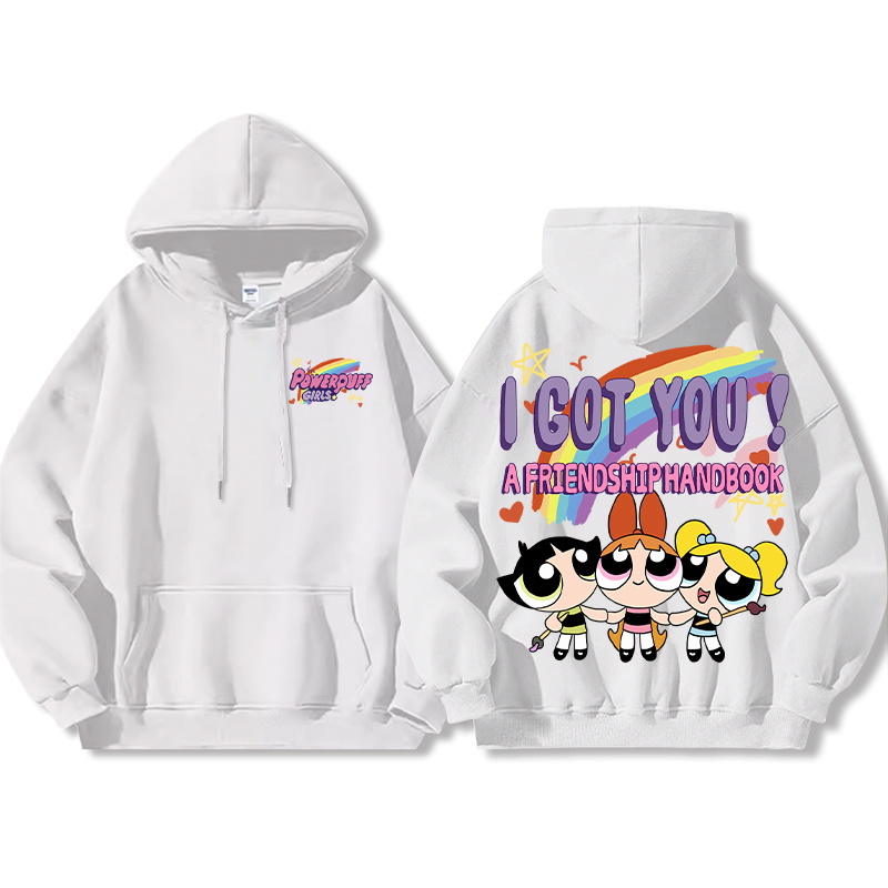 飛天小女警聯名衛衣女衛衣2024秋冬新款親子情侶裝薄絨款連帽衛衣