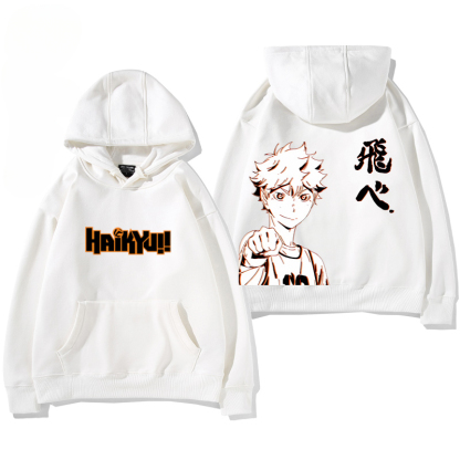 排球少年聯名衛衣2024秋冬新款親子情侶裝薄絨款連帽衛衣