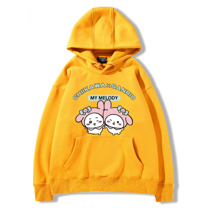 chiikawa吉伊卡哇聯名三麗歐 2024秋冬新款親子情侶裝薄絨款連帽衛衣