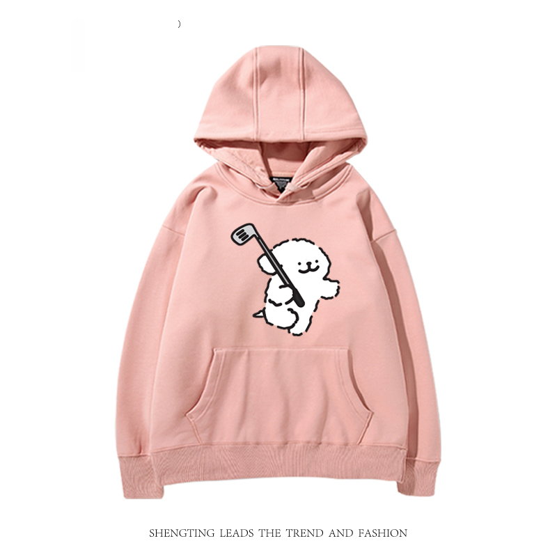 線條小狗 2024秋冬新款親子情侶裝薄絨款連帽衛衣