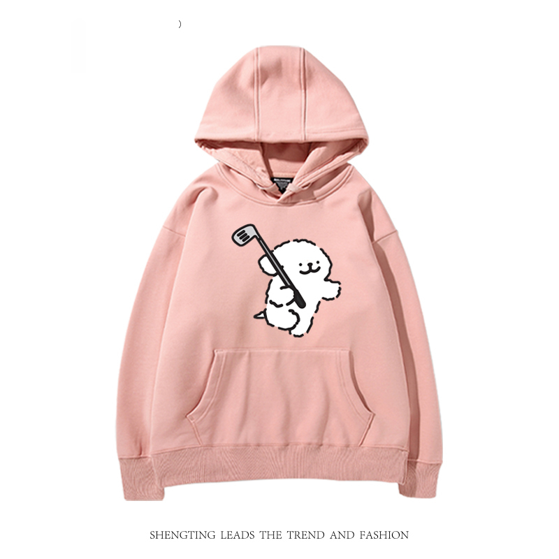 線條小狗 2024秋冬新款親子情侶裝薄絨款連帽衛衣