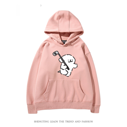 線條小狗 2024秋冬新款親子情侶裝薄絨款連帽衛衣