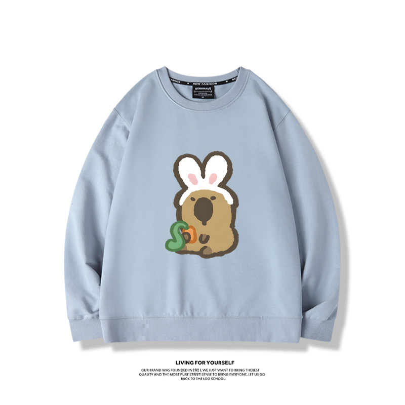 卡皮巴拉水豚2024親子情侶裝 圓領長袖