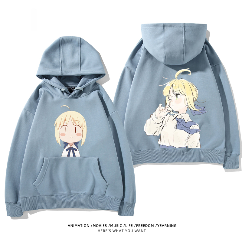 fate 2024秋冬新款親子情侶裝薄絨款連帽衛衣