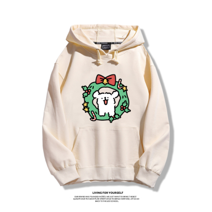 線條小狗聯名衛衣2023秋冬新款親子情侶裝薄絨款連帽衛衣