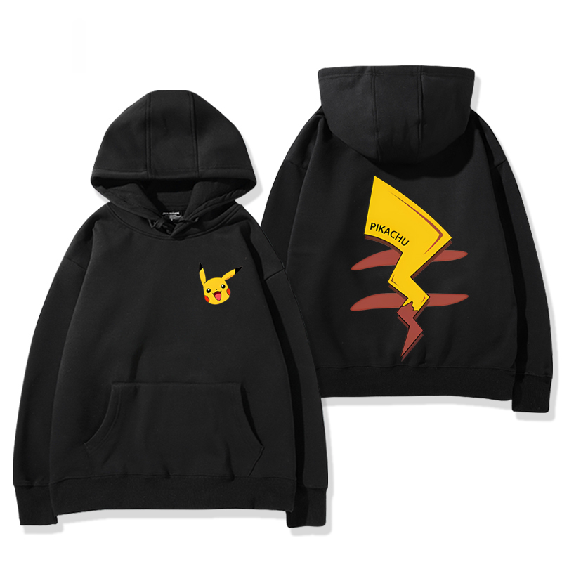 寶可夢 2024秋冬新款親子情侶裝薄絨款連帽衛衣