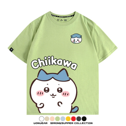 Chiikawa日系萌系吉伊卡哇可愛小八烏薩奇聯名短袖夏男T恤衫